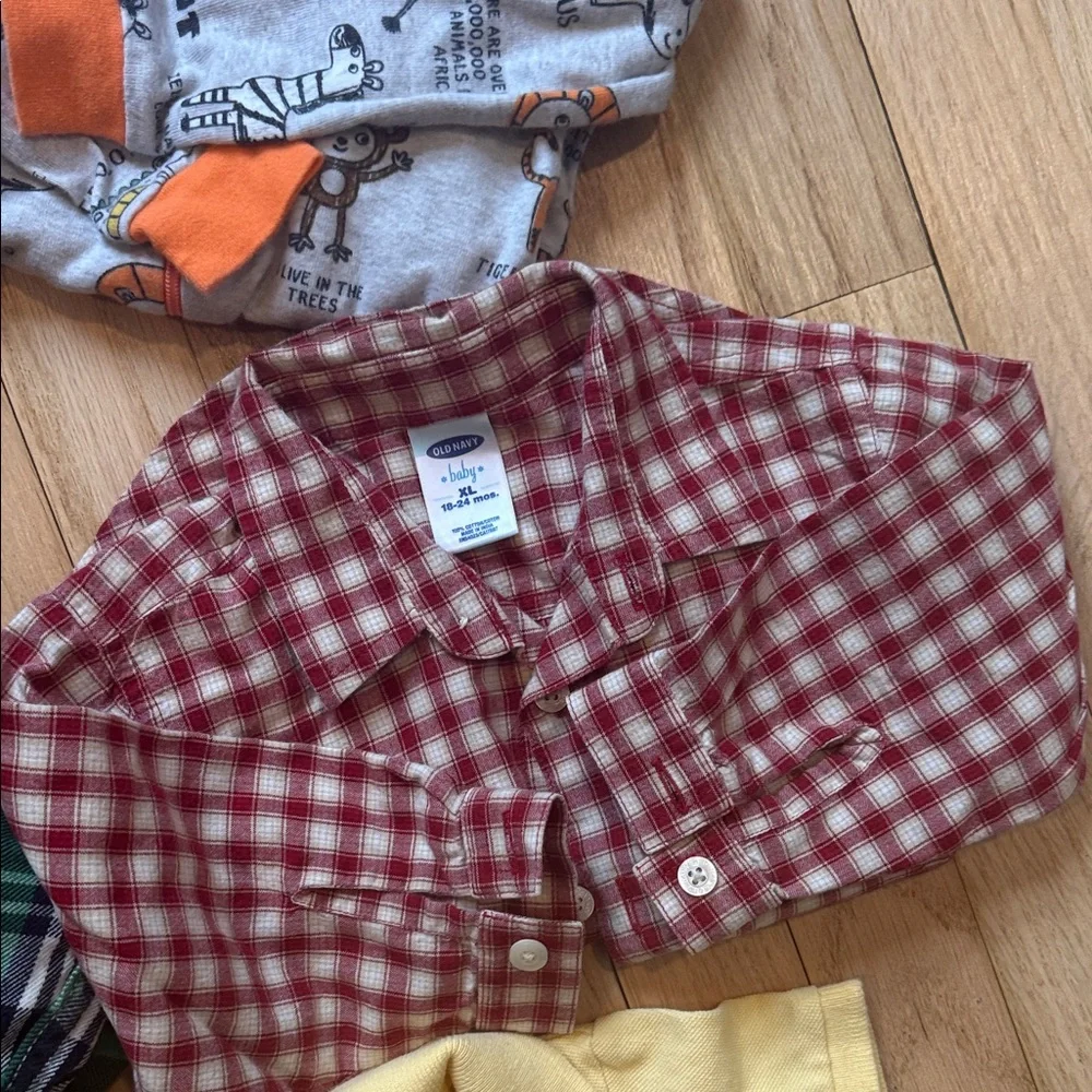 Bundle of Tops & PJ Set Green, Yellow, Plaid children’s place Gap Old Navy baby